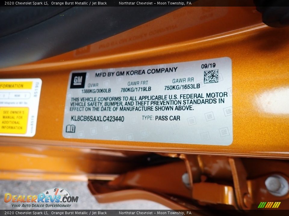 2020 Chevrolet Spark LS Orange Burst Metallic / Jet Black Photo #16