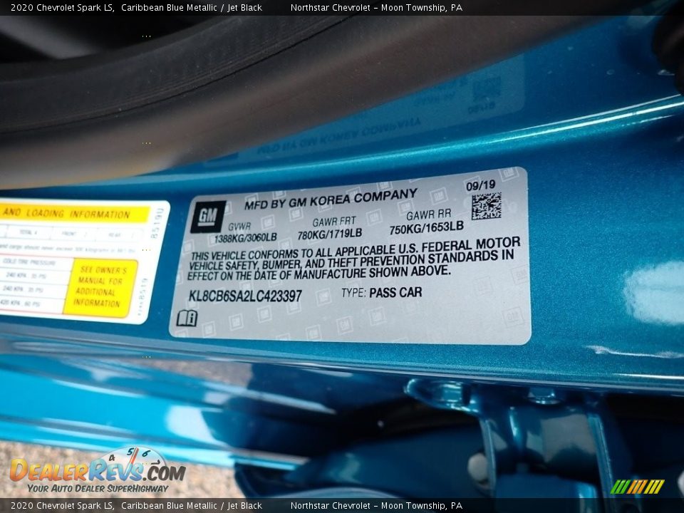 2020 Chevrolet Spark LS Caribbean Blue Metallic / Jet Black Photo #16