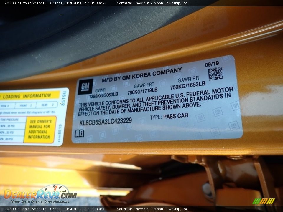 2020 Chevrolet Spark LS Orange Burst Metallic / Jet Black Photo #16