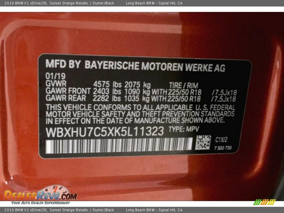 2019 BMW X1 sDrive28i Sunset Orange Metallic / Oyster/Black Photo #19