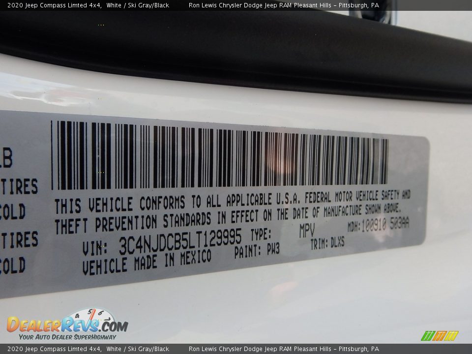 2020 Jeep Compass Limted 4x4 White / Ski Gray/Black Photo #15