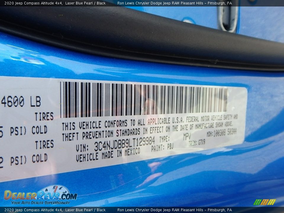 2020 Jeep Compass Altitude 4x4 Laser Blue Pearl / Black Photo #15