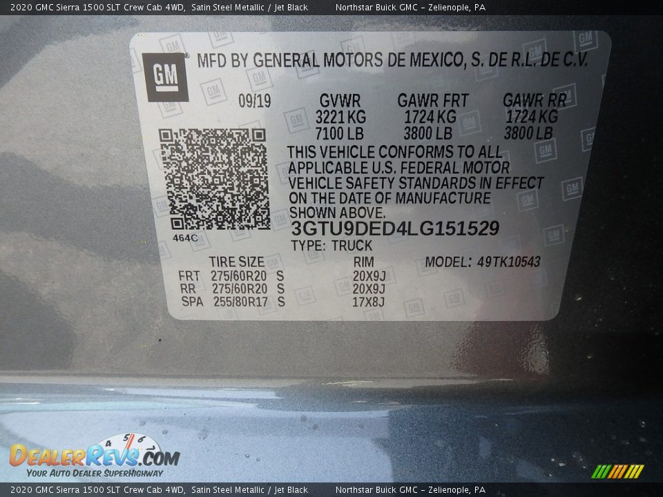 2020 GMC Sierra 1500 SLT Crew Cab 4WD Satin Steel Metallic / Jet Black Photo #10