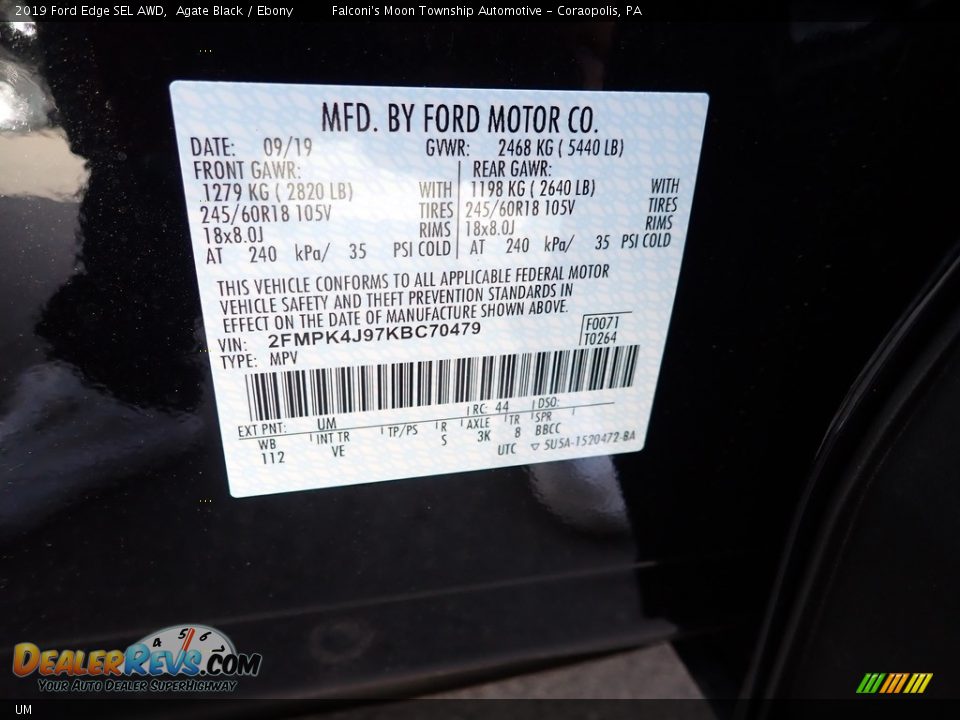 Ford Color Code UM Agate Black