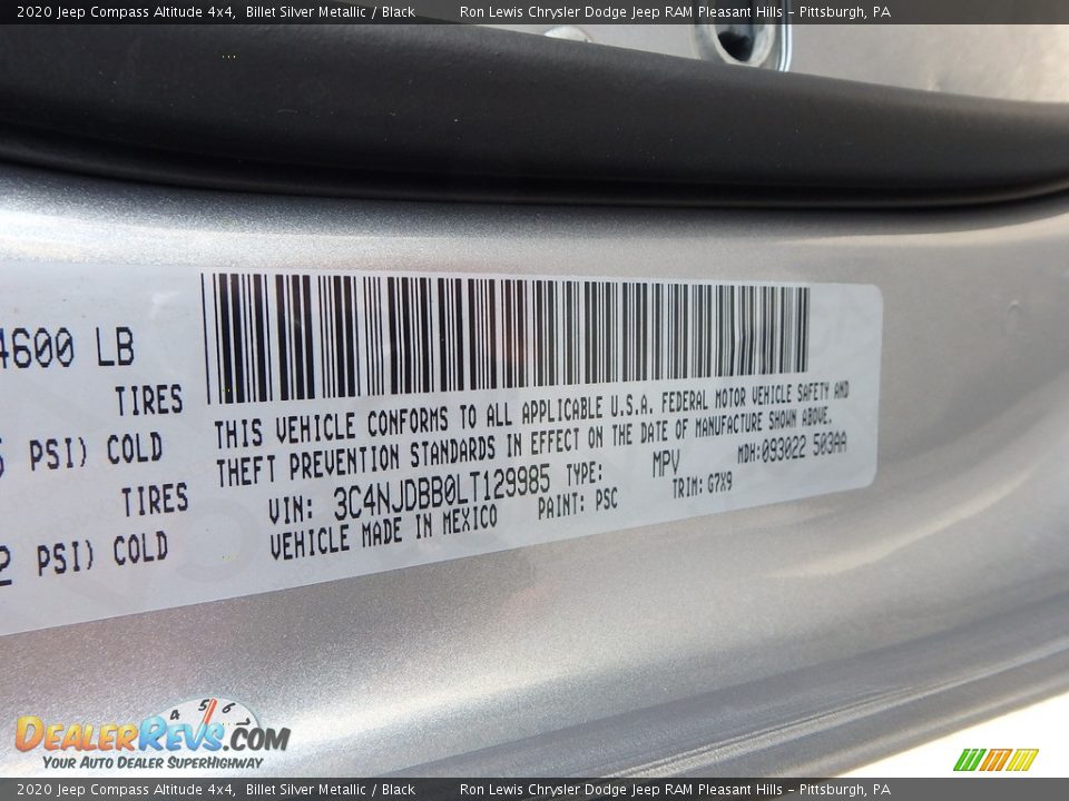 2020 Jeep Compass Altitude 4x4 Billet Silver Metallic / Black Photo #15