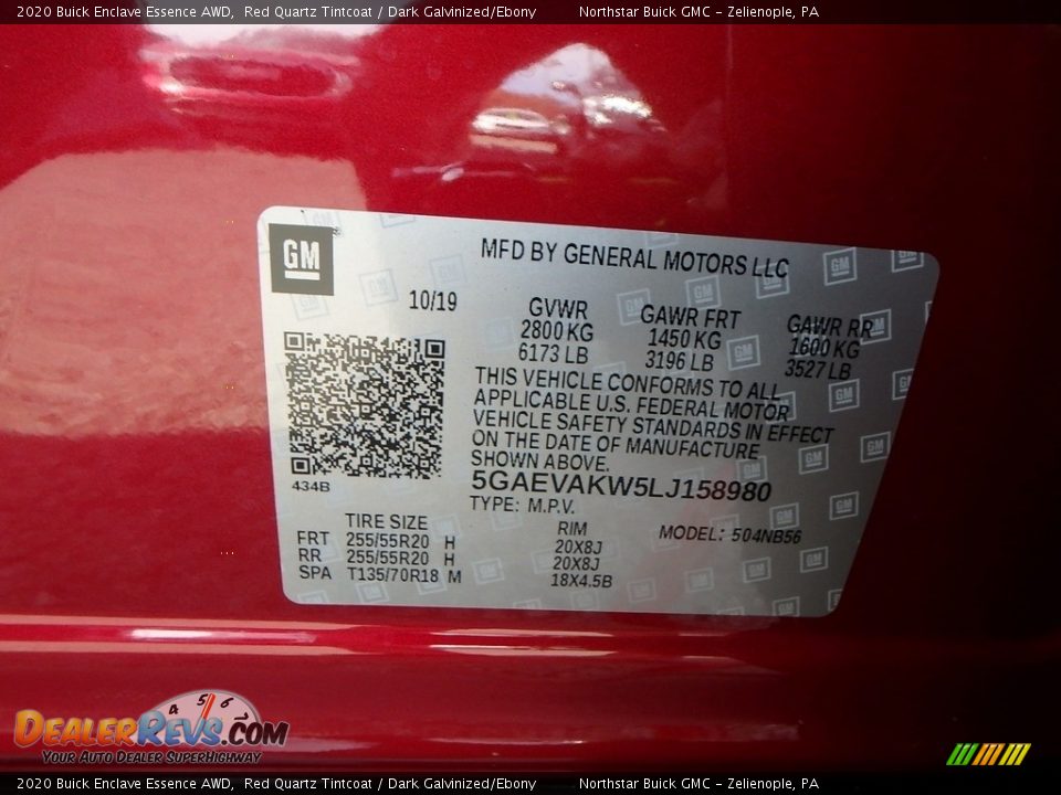 2020 Buick Enclave Essence AWD Red Quartz Tintcoat / Dark Galvinized/Ebony Photo #11