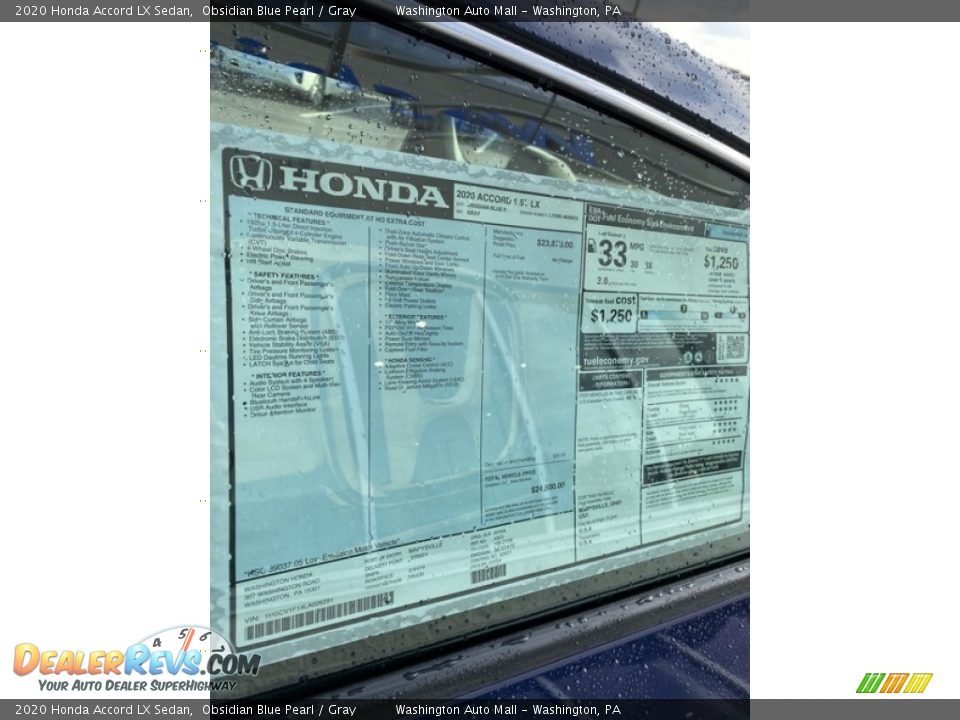 2020 Honda Accord LX Sedan Obsidian Blue Pearl / Gray Photo #15