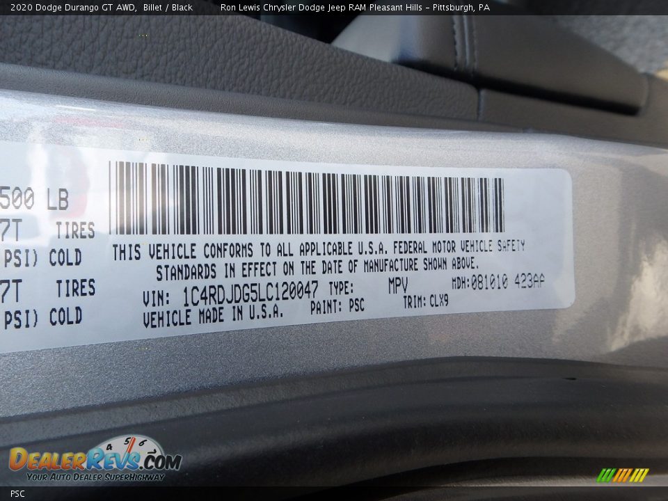 Dodge Color Code PSC Billet