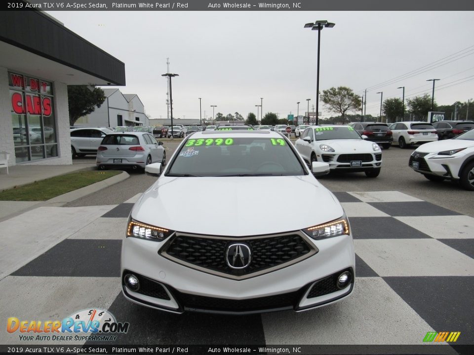 2019 Acura TLX V6 A-Spec Sedan Platinum White Pearl / Red Photo #2