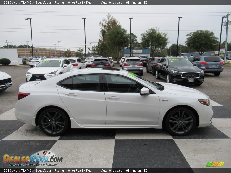 2019 Acura TLX V6 A-Spec Sedan Platinum White Pearl / Red Photo #3