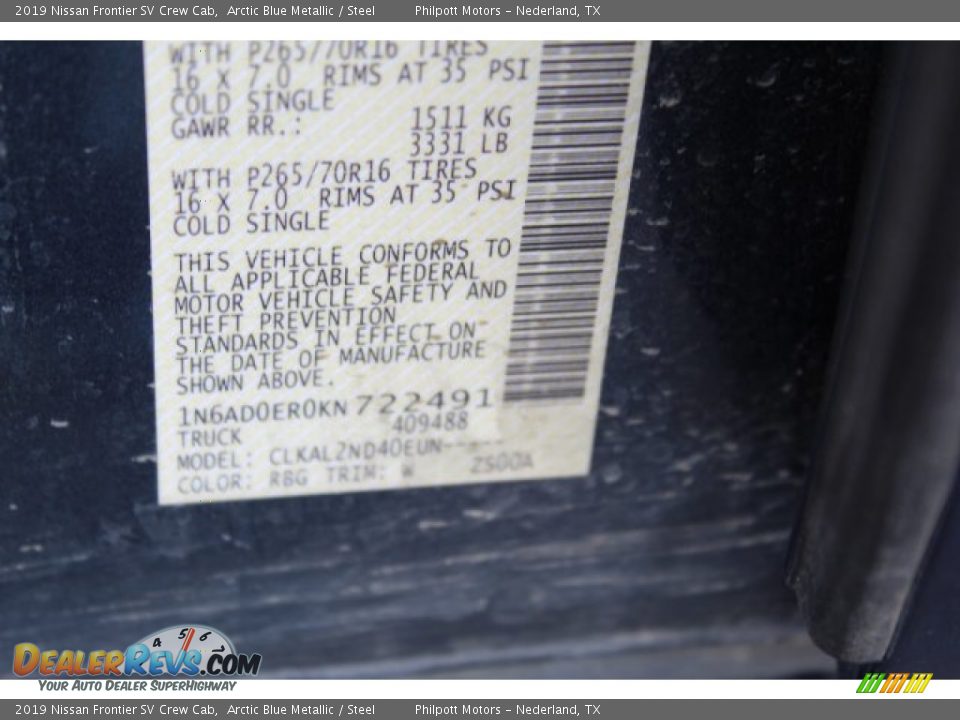 2019 Nissan Frontier SV Crew Cab Arctic Blue Metallic / Steel Photo #28