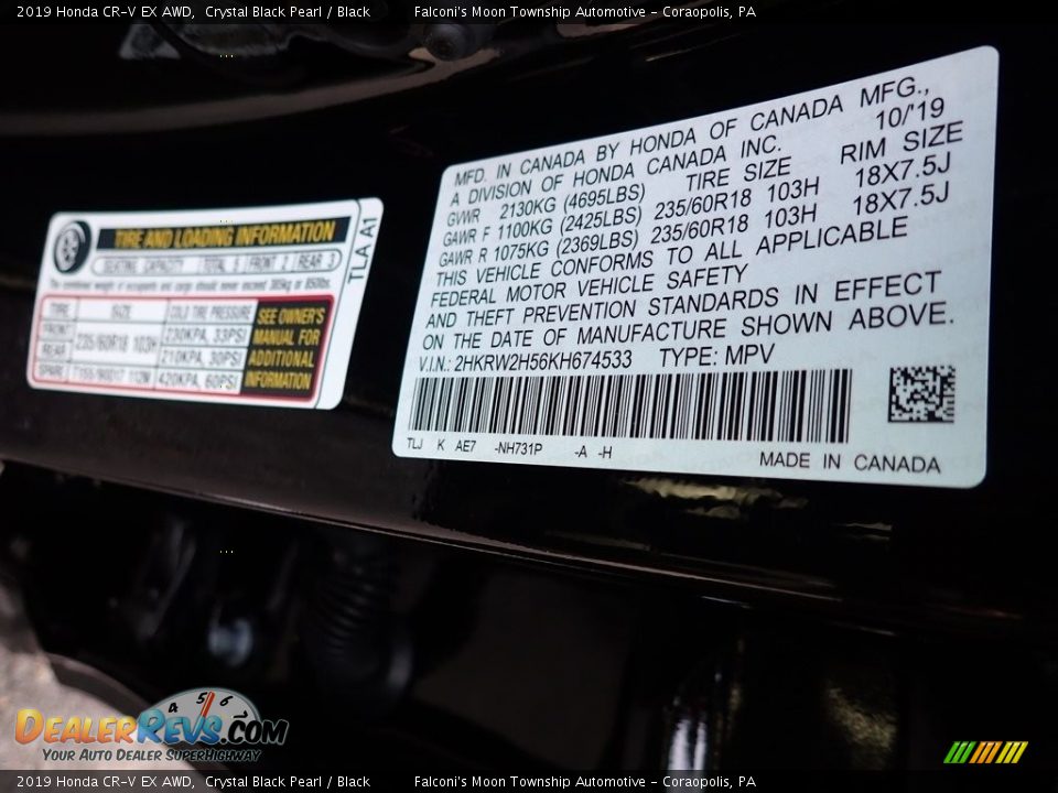 2019 Honda CR-V EX AWD Crystal Black Pearl / Black Photo #12