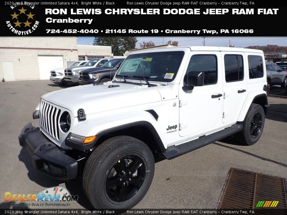 2020 Jeep Wrangler Unlimited Sahara 4x4 Bright White / Black Photo #1