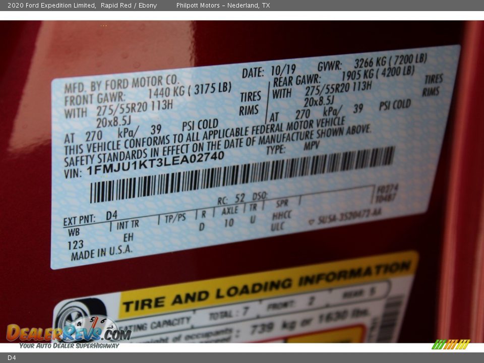 Ford Color Code D4 Rapid Red