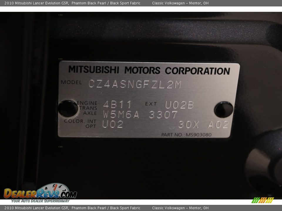 2010 Mitsubishi Lancer Evolution GSR Phantom Black Pearl / Black Sport Fabric Photo #19