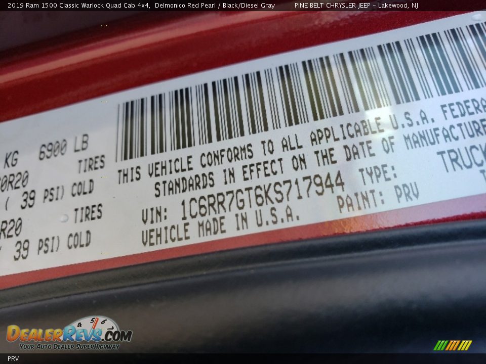 Ram Color Code PRV Delmonico Red Pearl