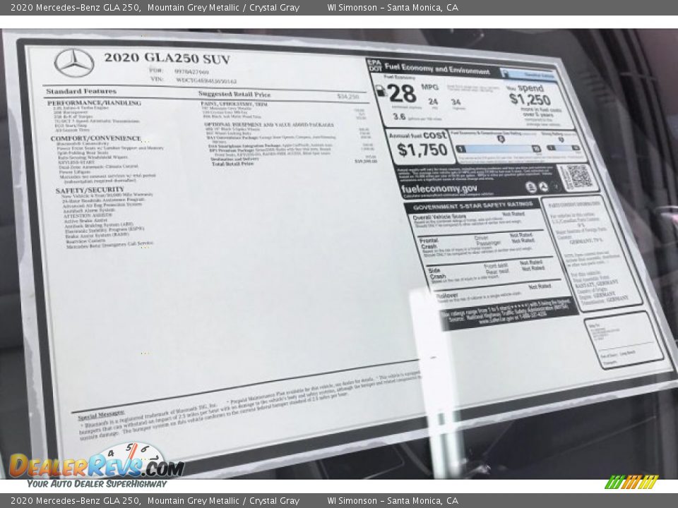 2020 Mercedes-Benz GLA 250 Mountain Grey Metallic / Crystal Gray Photo #10