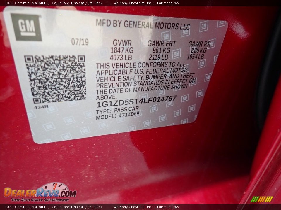 2020 Chevrolet Malibu LT Cajun Red Tintcoat / Jet Black Photo #15