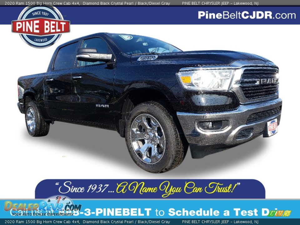 2020 Ram 1500 Big Horn Crew Cab 4x4 Diamond Black Crystal Pearl / Black/Diesel Gray Photo #1