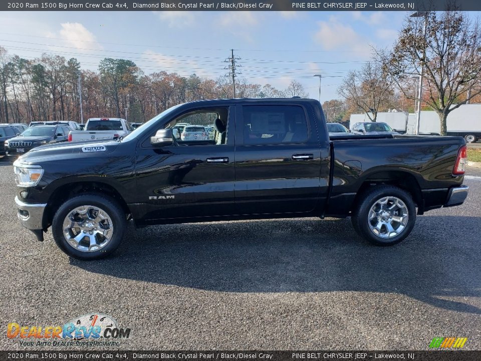 2020 Ram 1500 Big Horn Crew Cab 4x4 Diamond Black Crystal Pearl / Black/Diesel Gray Photo #3