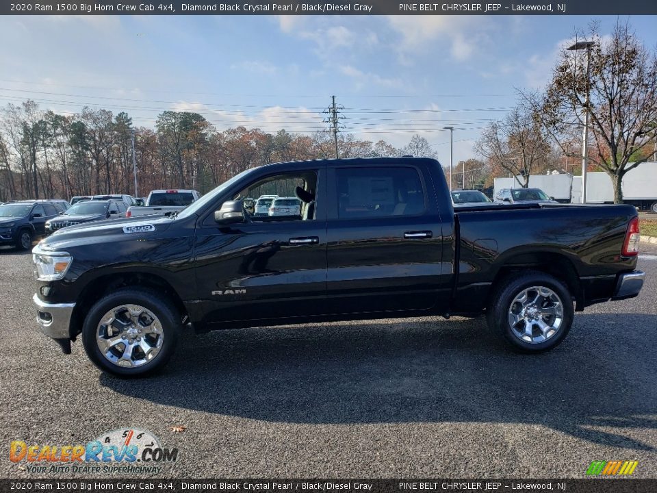2020 Ram 1500 Big Horn Crew Cab 4x4 Diamond Black Crystal Pearl / Black/Diesel Gray Photo #3