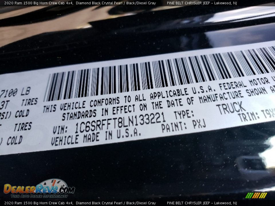 2020 Ram 1500 Big Horn Crew Cab 4x4 Diamond Black Crystal Pearl / Black/Diesel Gray Photo #9