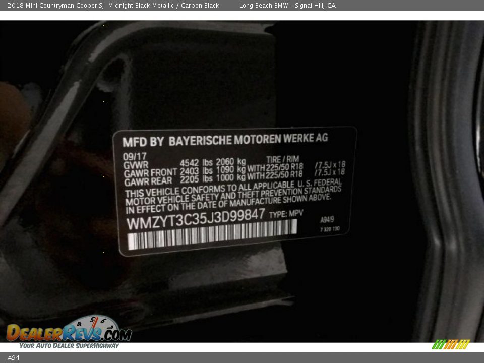 Mini Color Code A94 Midnight Black Metallic