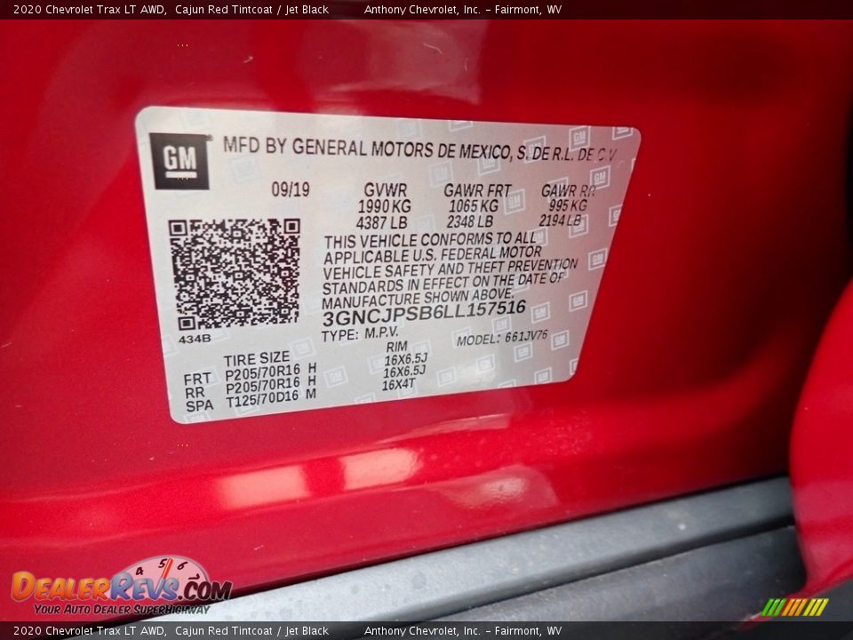 2020 Chevrolet Trax LT AWD Cajun Red Tintcoat / Jet Black Photo #15