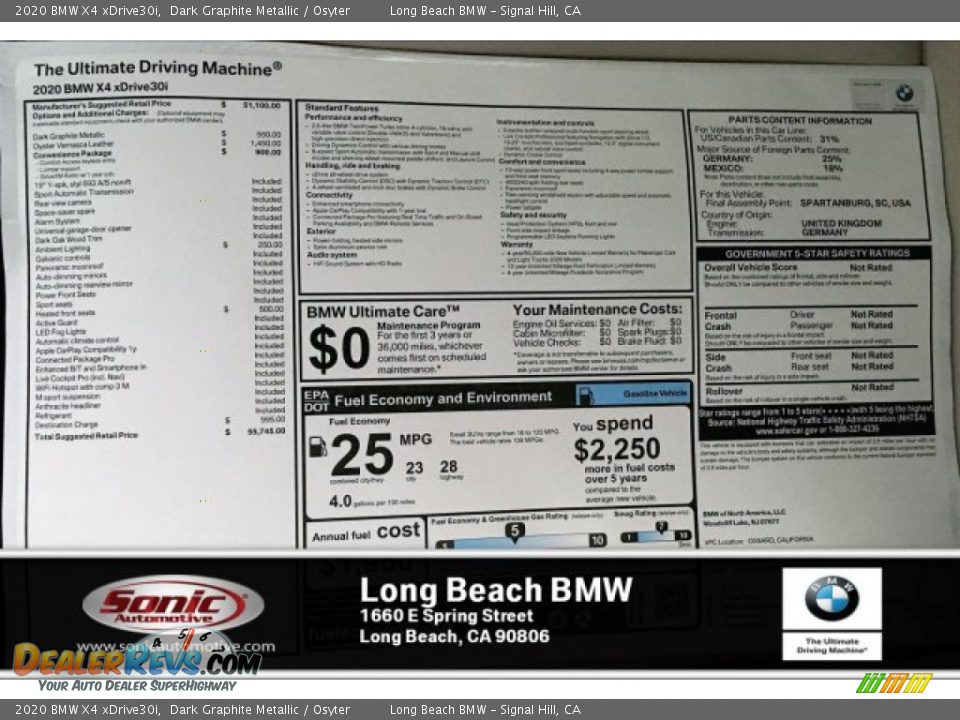 2020 BMW X4 xDrive30i Dark Graphite Metallic / Osyter Photo #10