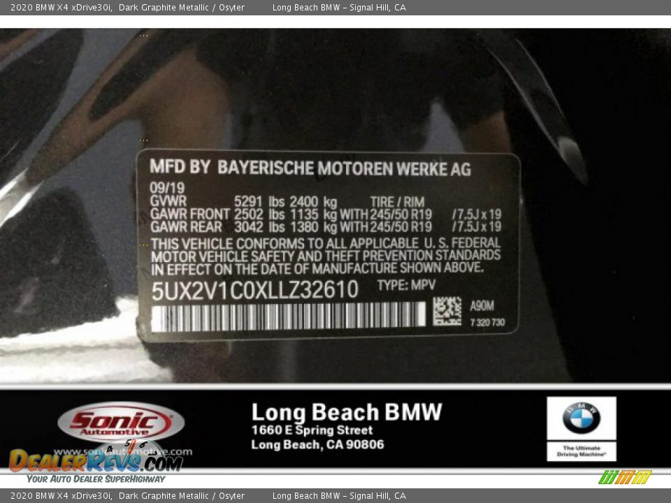 2020 BMW X4 xDrive30i Dark Graphite Metallic / Osyter Photo #11