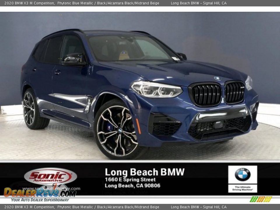 2020 BMW X3 M Competition Phytonic Blue Metallic / Black/Alcantara Black/Midrand Beige Photo #1