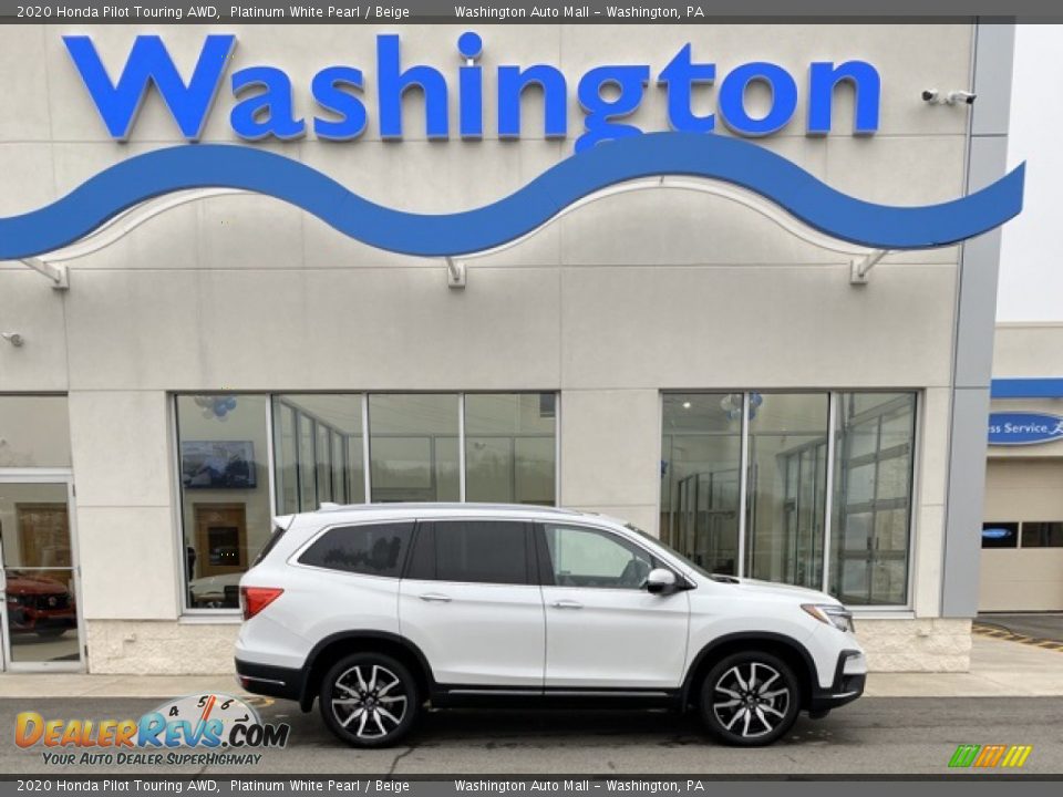 2020 Honda Pilot Touring AWD Platinum White Pearl / Beige Photo #1