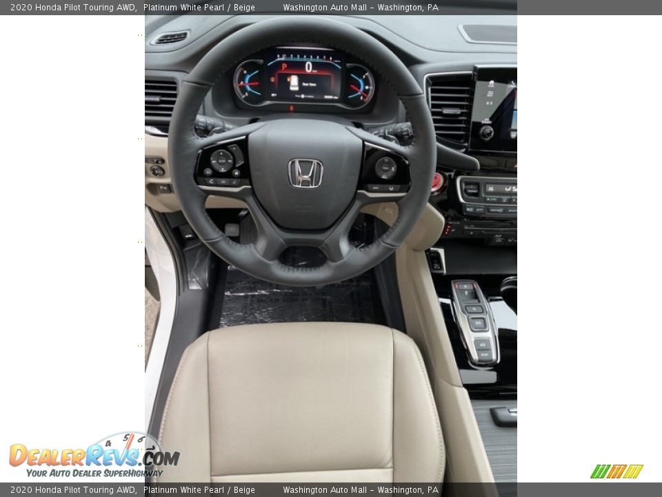 2020 Honda Pilot Touring AWD Platinum White Pearl / Beige Photo #13