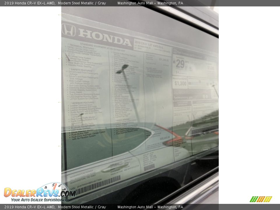2019 Honda CR-V EX-L AWD Modern Steel Metallic / Gray Photo #15
