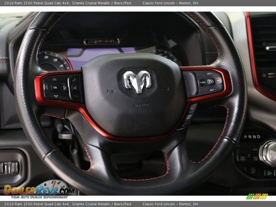 2019 Ram 1500 Rebel Quad Cab 4x4 Granite Crystal Metallic / Black/Red Photo #7