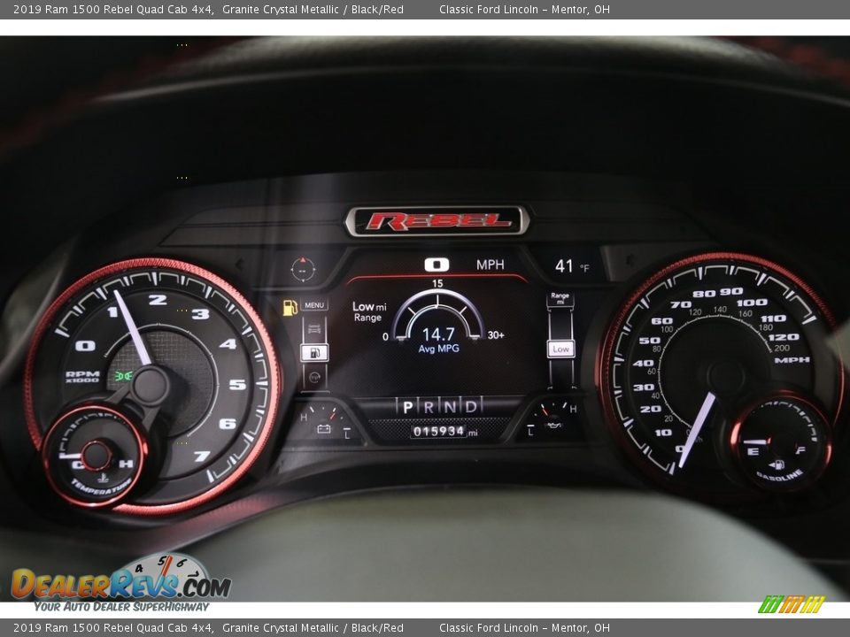 2019 Ram 1500 Rebel Quad Cab 4x4 Granite Crystal Metallic / Black/Red Photo #8