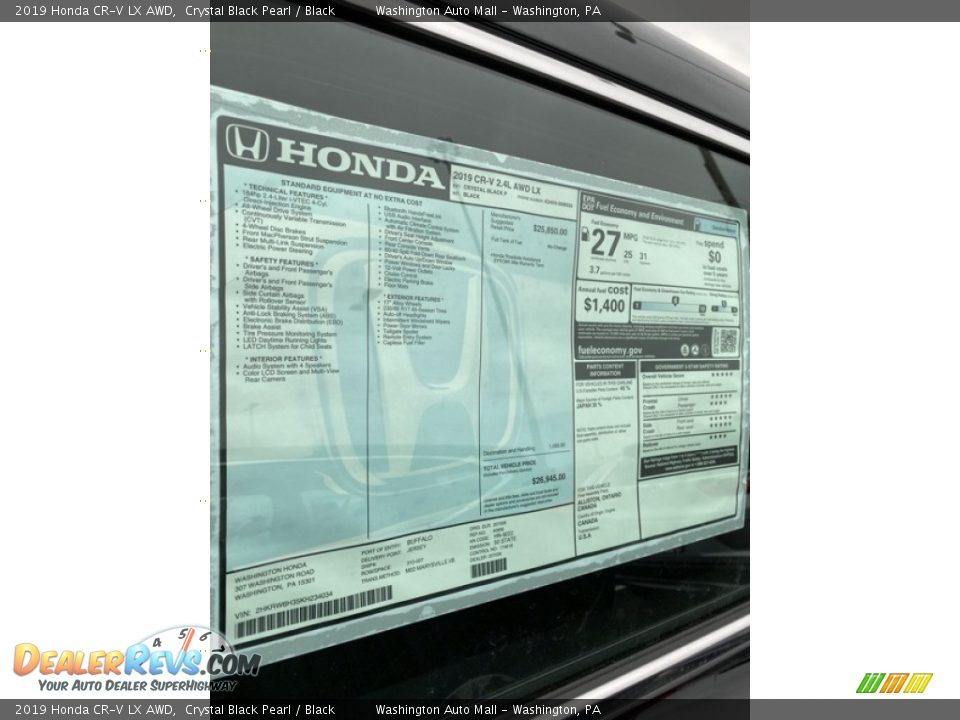 2019 Honda CR-V LX AWD Window Sticker Photo #15