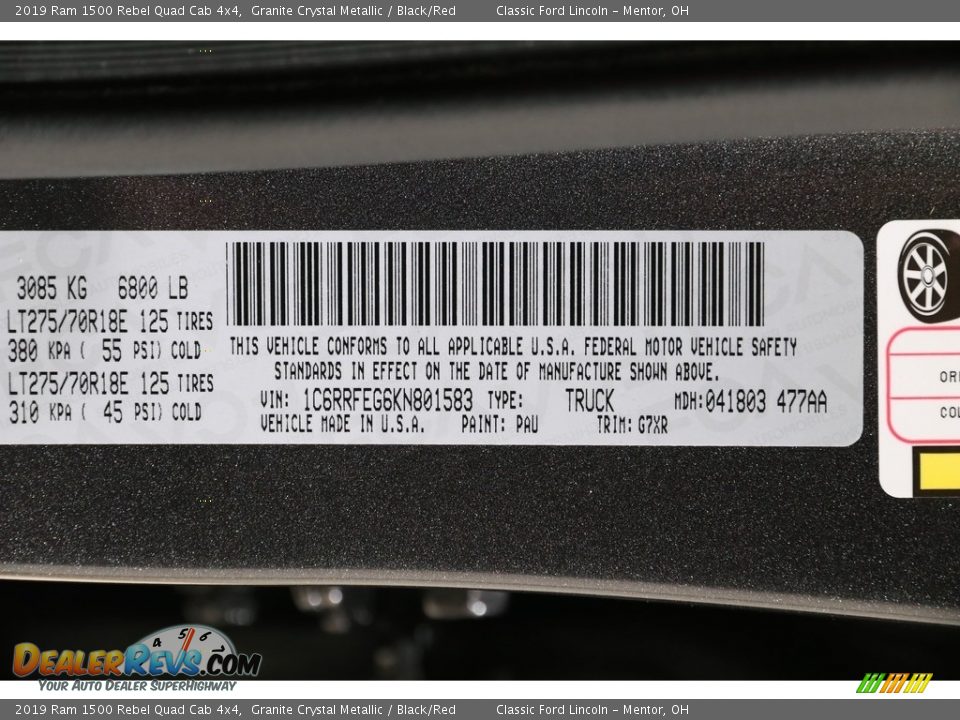 2019 Ram 1500 Rebel Quad Cab 4x4 Granite Crystal Metallic / Black/Red Photo #24