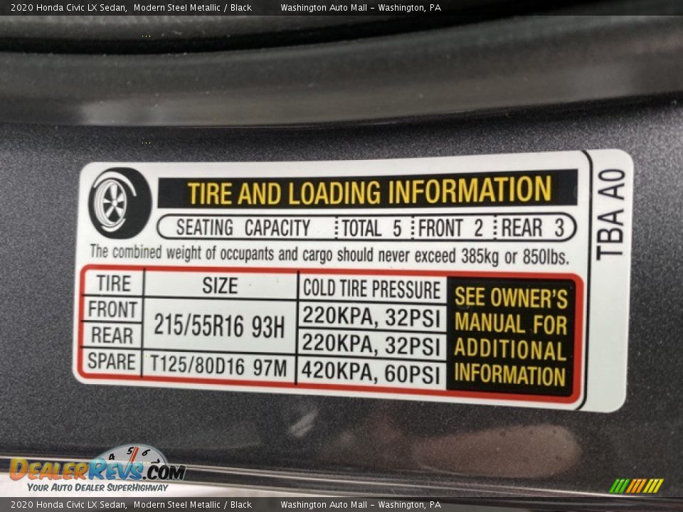 2020 Honda Civic LX Sedan Modern Steel Metallic / Black Photo #8