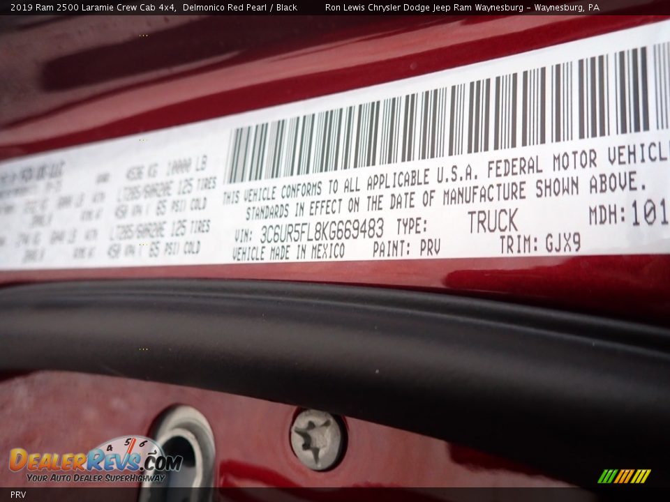 Ram Color Code PRV Delmonico Red Pearl