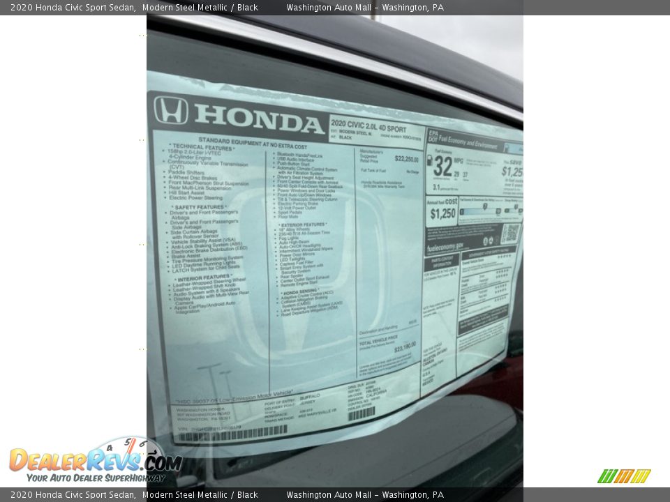 2020 Honda Civic Sport Sedan Modern Steel Metallic / Black Photo #16