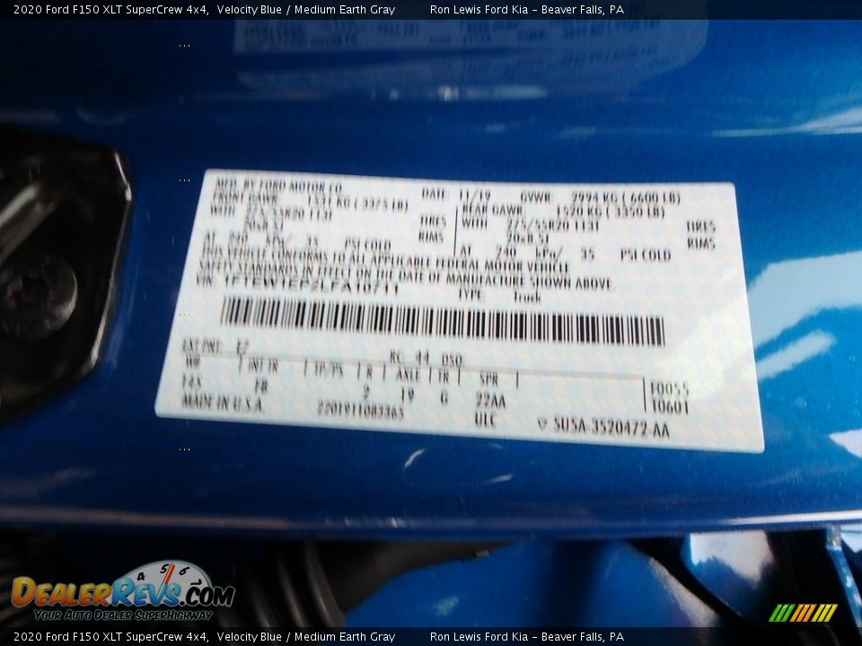 2020 Ford F150 XLT SuperCrew 4x4 Velocity Blue / Medium Earth Gray Photo #10