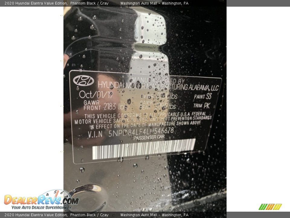 2020 Hyundai Elantra Value Edition Phantom Black / Gray Photo #10