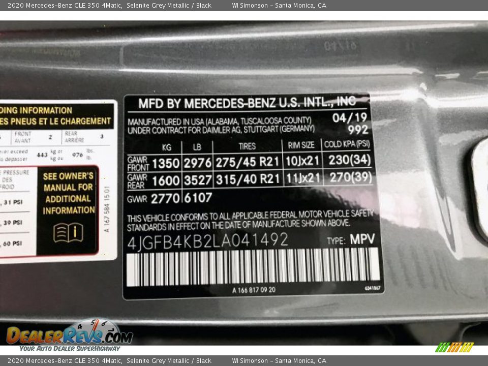 2020 Mercedes-Benz GLE 350 4Matic Selenite Grey Metallic / Black Photo #11