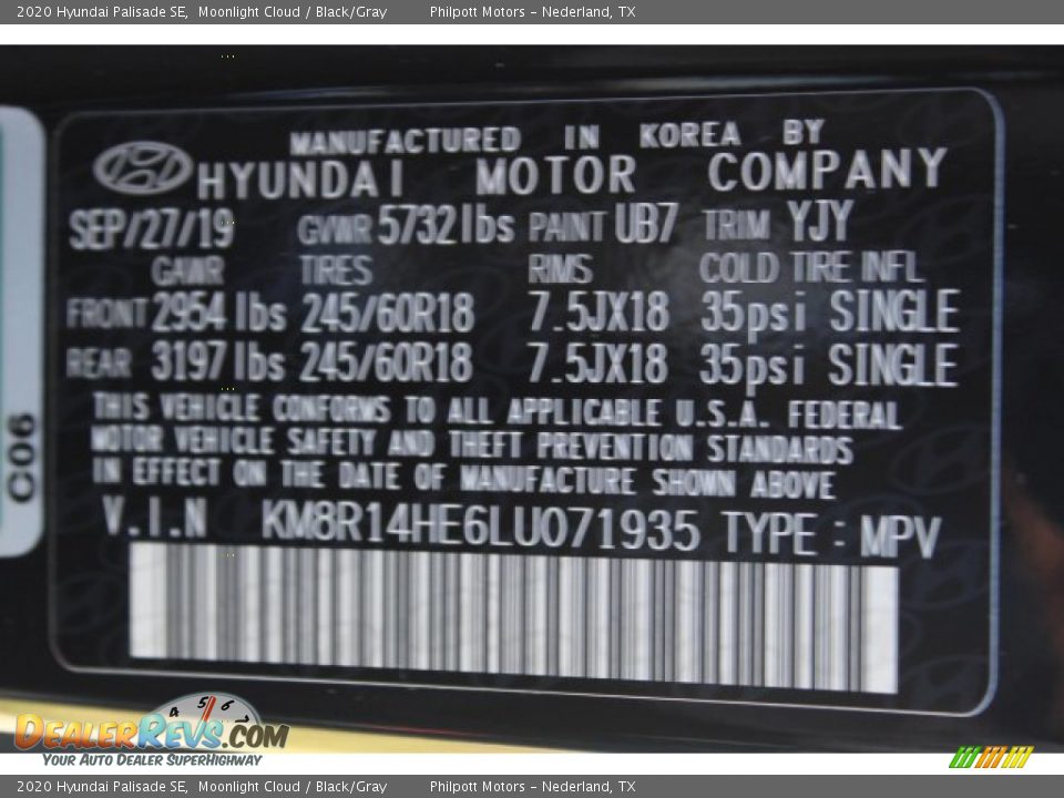 2020 Hyundai Palisade SE Moonlight Cloud / Black/Gray Photo #22