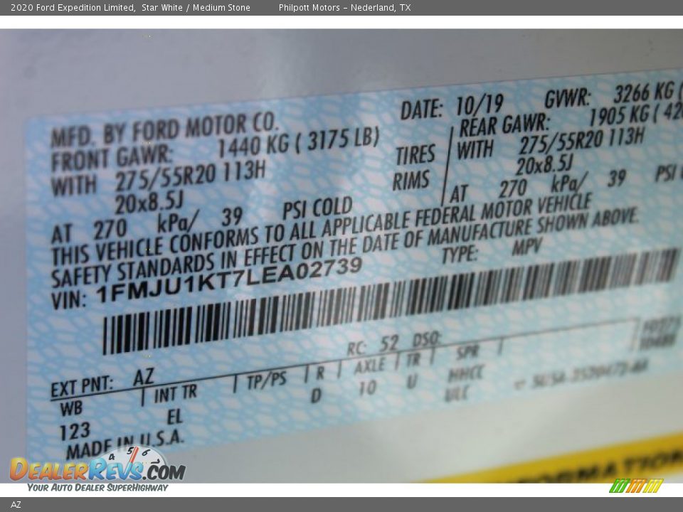 Ford Color Code AZ Star White
