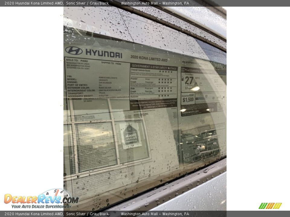 2020 Hyundai Kona Limited AWD Sonic Silver / Gray/Black Photo #16