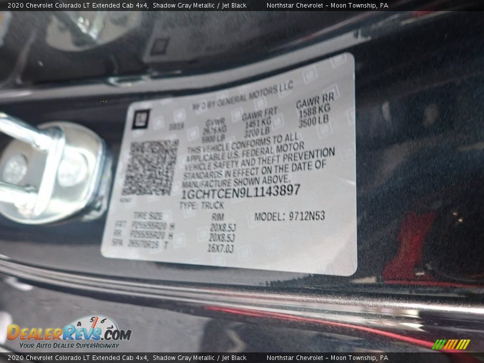 2020 Chevrolet Colorado LT Extended Cab 4x4 Shadow Gray Metallic / Jet Black Photo #16