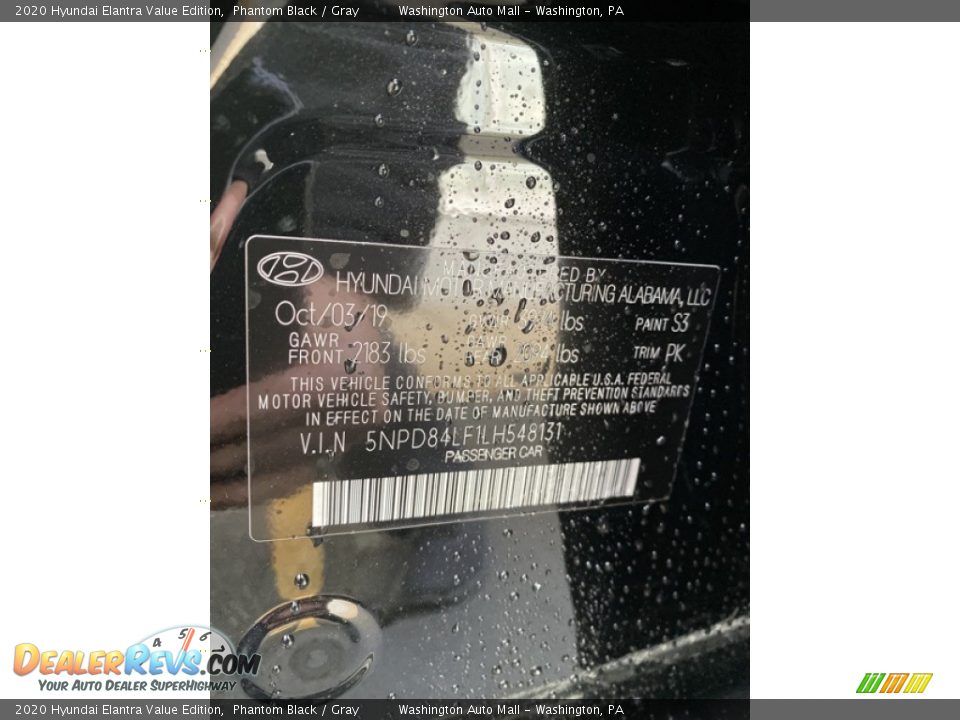 2020 Hyundai Elantra Value Edition Phantom Black / Gray Photo #10