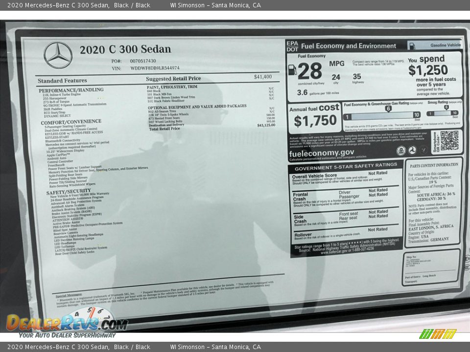 2020 Mercedes-Benz C 300 Sedan Black / Black Photo #10